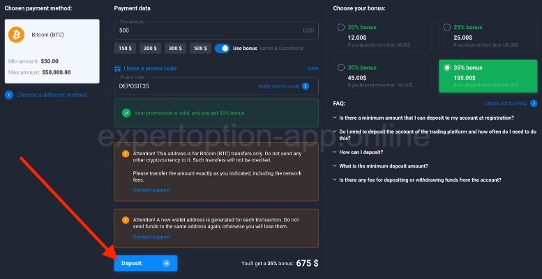 Quotex finalization of account replenishment